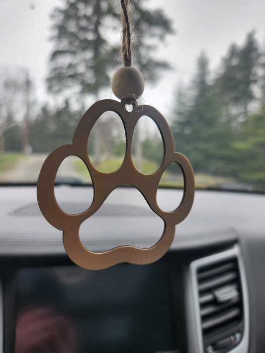Re-Scentable Wood Car Freshies - Dog Paw